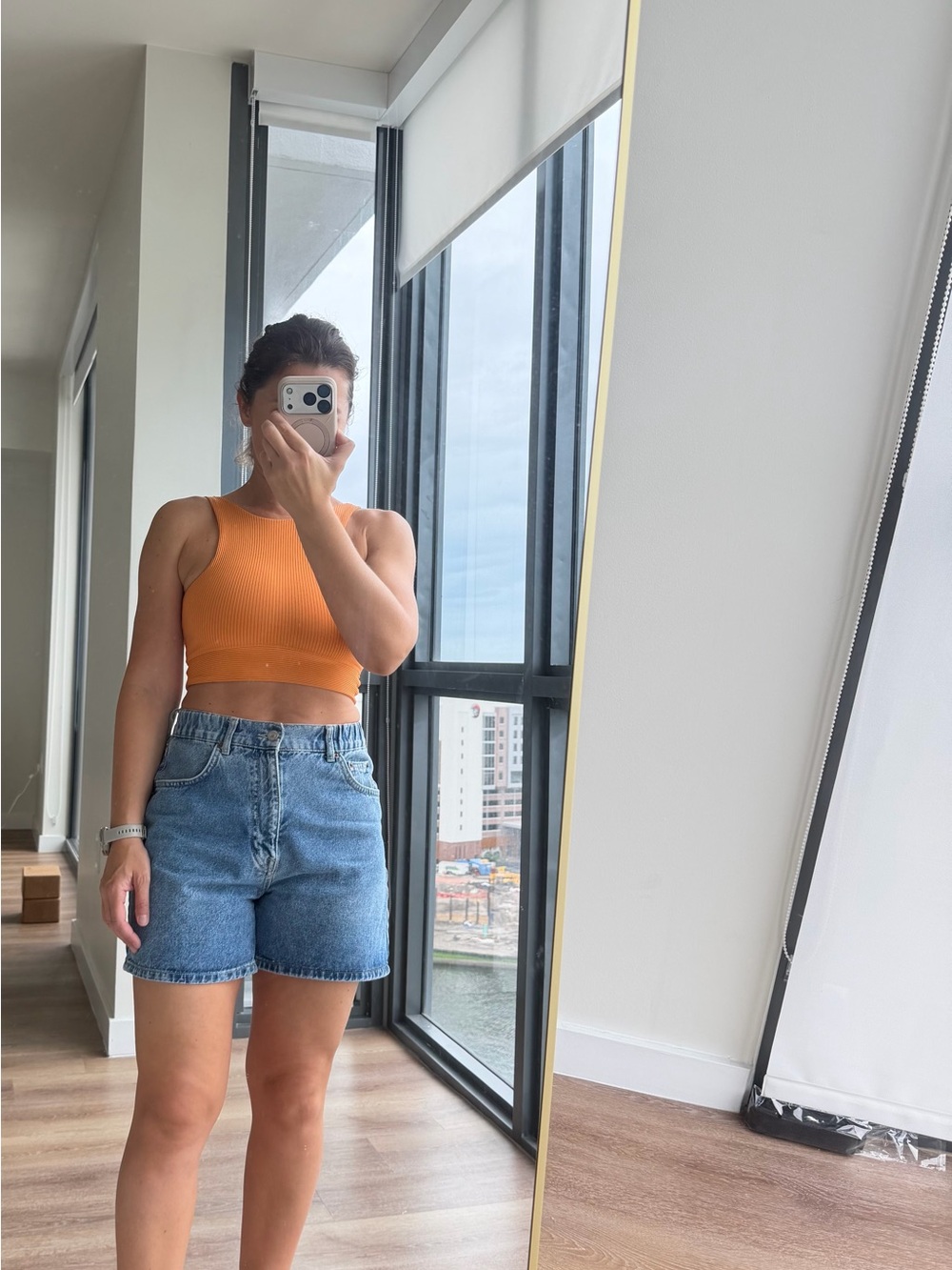 Pull&Bear Light Blue High-Waist Denim Shorts